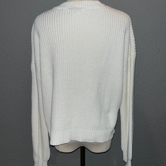 SANTORNI GREEK ISLES GREECE BLUE SPELLOUT "SANTORINI" ON WHITE SWEATER - EUC - M - Picture 5 of 9